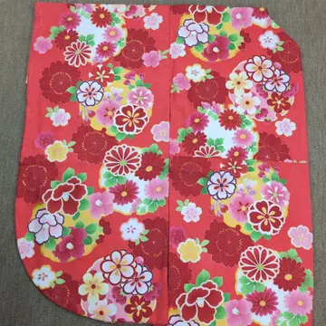 2자 소매 꽃무늬 빨간색 긴 길이