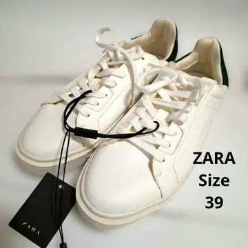 [ 미사용 ] ZARA 화이트/그린 스니커즈 39