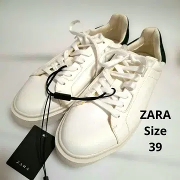 [ 미사용 ] ZARA 화이트/그린 스니커즈 39
