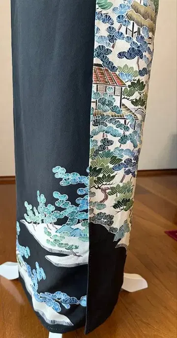 블랙 랩 스커트 블랙 전통 예복 기모노 밑단 랩 스커트 키 큰 사람용