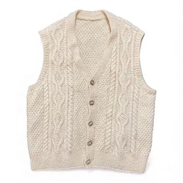 빈티지 울 니트 피셔맨 니트 베스트 핸드 니트 손뜨개질