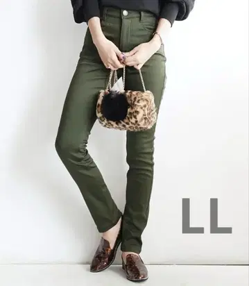 주티 안감 플리스 슬림핏 팬츠 LL 따뜻한 팬츠 올리브 그린