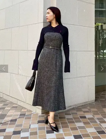 [ POLO BCS 콜라보 ] 컬러 넥 니트 도킹 원피스