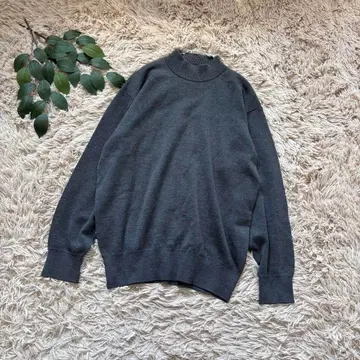 6433 퀸즈 코트 하이넥 니트 [ L 상당 ] 그레이/울 100%/무지