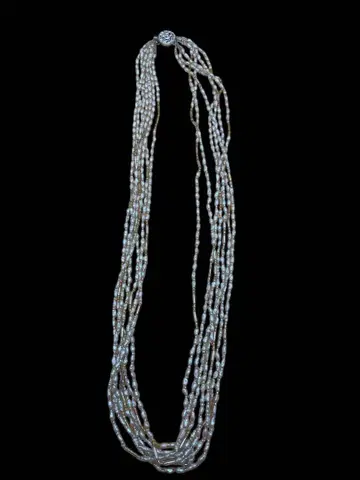 중고 Hankyu 펄 골드 콤비 진주 목걸이 5연