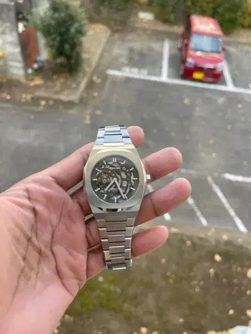 자동 와인딩 시계 스테인리스 스틸 블랙 다이얼