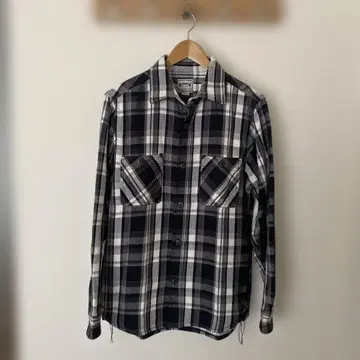 HOUSTON 블랙/화이트 체크 플란넬 셔츠 L 휴스턴
