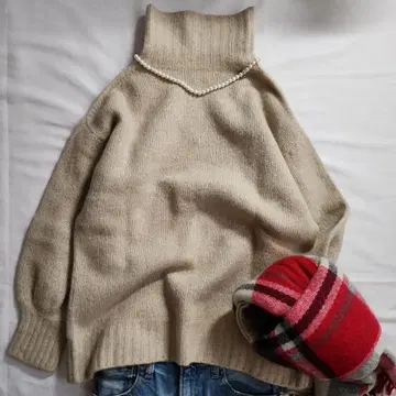 집에서 세탁 가능한 스픽 앤 스팬 울 혼방 터틀넥 스웨터