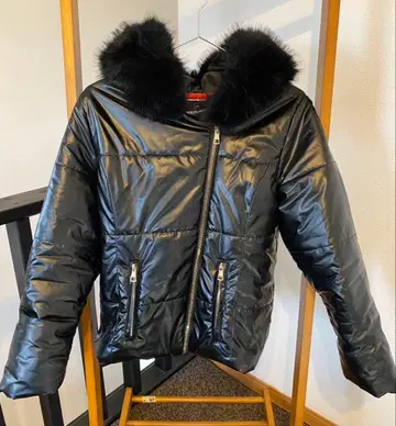 Fashion 블랙 퍼 다운 자켓 S