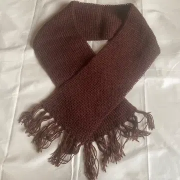 [ 핸드메이드 손뜨개질 ] 브라운 니트 프린지 머플러