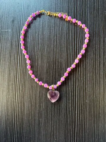 자수정 하트 목걸이