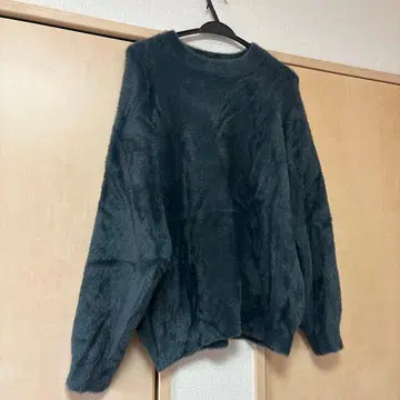 추천 새상품급 HARE 남성용 다크 그린 샤기 니트