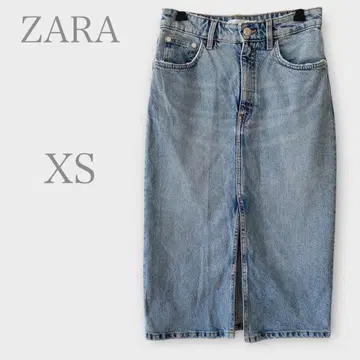 자라 데님 무릎 기장 타이트 스커트 라이트 블루 XS 캐주얼 작은 사이즈