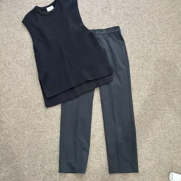 블랙 리브 편직 셋업