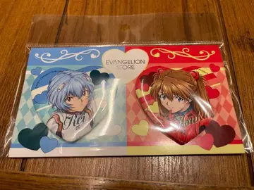 신세기 에반게리온 14주년 기념 페어 하트형 캔뱃지 아스카 아야나미 레이
