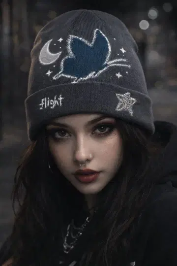 비니 나비 별 달 그레이 파랑 옐로우 컬러 니트 모자 리메이크품