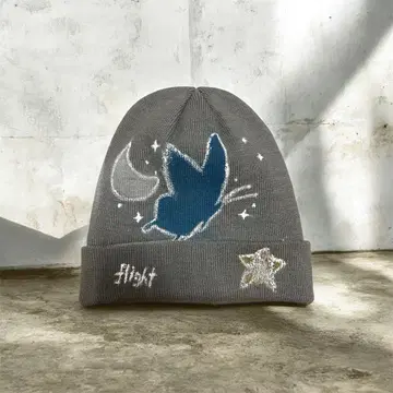 비니 나비 별 달 그레이 파랑 옐로우 컬러 니트 모자 리메이크품