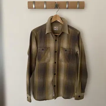 빈티지!? HOUSTON 긴팔 플란넬 셔츠 브라운 계열 L