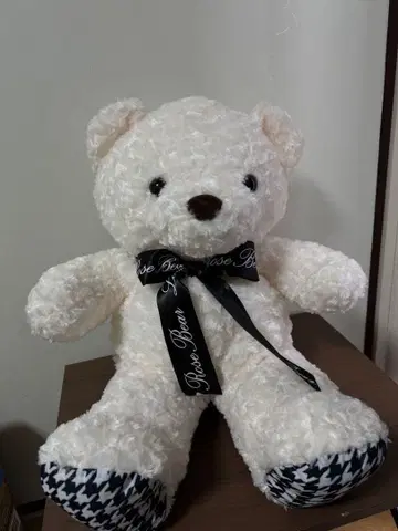 화이트 곰 봉제 인형 Rose Bear