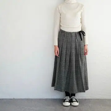 ina 이나 울 턱 체크 스커트 글렌체크