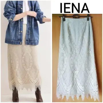 IENA 패널 레이스 롱 스커트