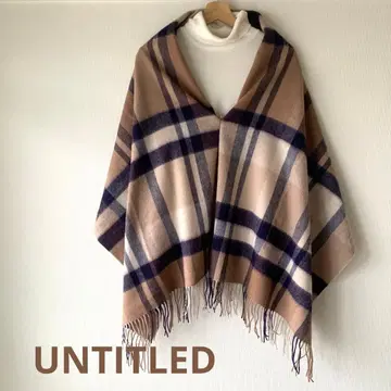 새상품급 UNTITLED [세탁 가능] 울 체크 스톨 모 100% 브라운