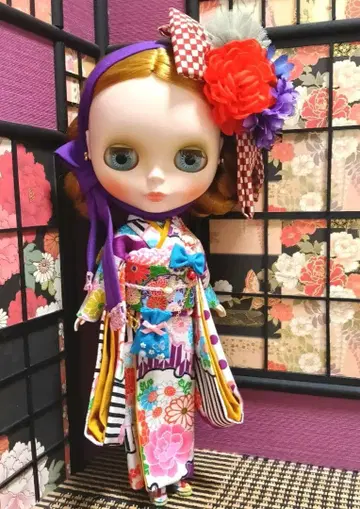 [몽인옥 고후쿠텐] 브라이스 기모노 후리소데 꽃 보닛 의상 세트