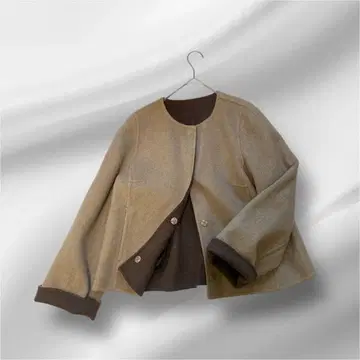 빅 사이즈! TO BE CHIC/더블 페이스/노카라 숏코트 42