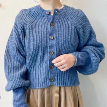 BEAMS BOY 엘보 패치 니트 가디건