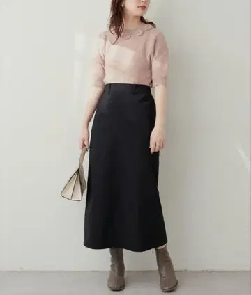 슈퍼 스트레치 슬릿 스커트 블랙