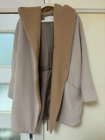 지나시스 울 코트 긴팔 무지 후드 F 베이지