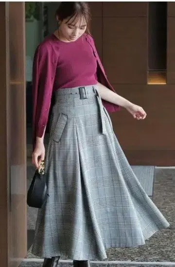 마이 스트라다 체크 플레어 스커트