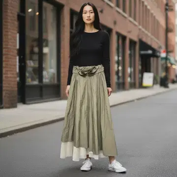 디자인 아에라 L 플레어 스커트 롱 기장 비대칭 튤 빅 사이즈