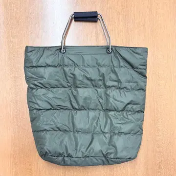 [새상품급] BEAMS HEART 메탈 핸들 퀼팅 토트백 카키