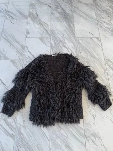 SNIDEL 다크 그레이 프린지 가디건