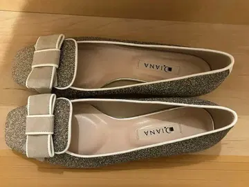 DIANA 그레이 리본 포함 플랫슈즈 23.5cm