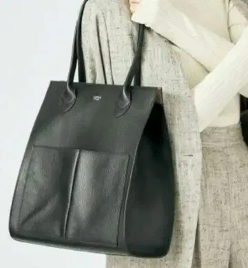 LOWELL Things/가죽 W 포켓 토트 BAG LL BLACK