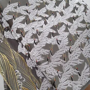 그레이의 백학 자수 후쿠로 오비