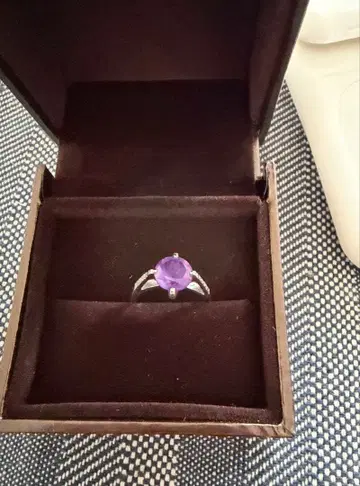 사이즈 14호 보라색 수정 반지 실버 925