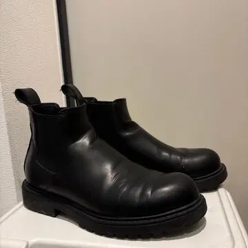 블랙 가죽 사이드 고어 부츠 40