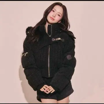 randy 비대칭 버클 트위드 패딩 자켓