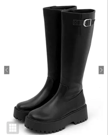 사이드 버클 통굽 롱 부츠