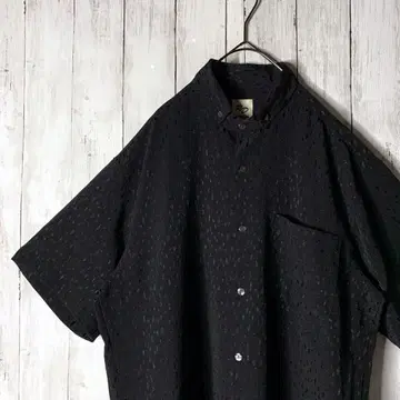 구제 의류 반팔 폴리 셔츠 올 패턴 일본제 블랙 빅 루즈 박스형 L-XL