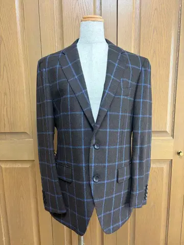 LANIFICIO 브라운 계열 파랑 체크 테일러드 자켓 겨울