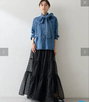 택 포함 새상품 윔 가젯 데님 보타이 셔츠