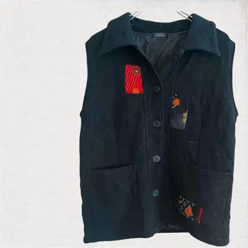 CORROSE 블랙 퀼팅 베스트 일본풍 패턴 M-L