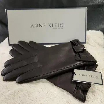 고급 가죽 장갑 보아 안감 ANNE KLEIN 블랙 23cm 박스 포함