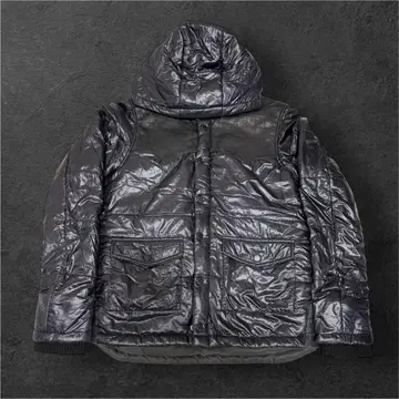 블랙 다운 퍼 쇼트 y2k 시크 스타일 더블 지퍼 광택 Archive