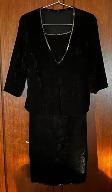 니콜 일본제 퍼 달린 볼레로와 슬립 드레스 원피스 벨로아풍