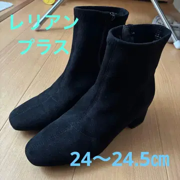 새상품급 레리아 엠플러스 스트레치 스웨이드 숏부츠 블랙 24cm